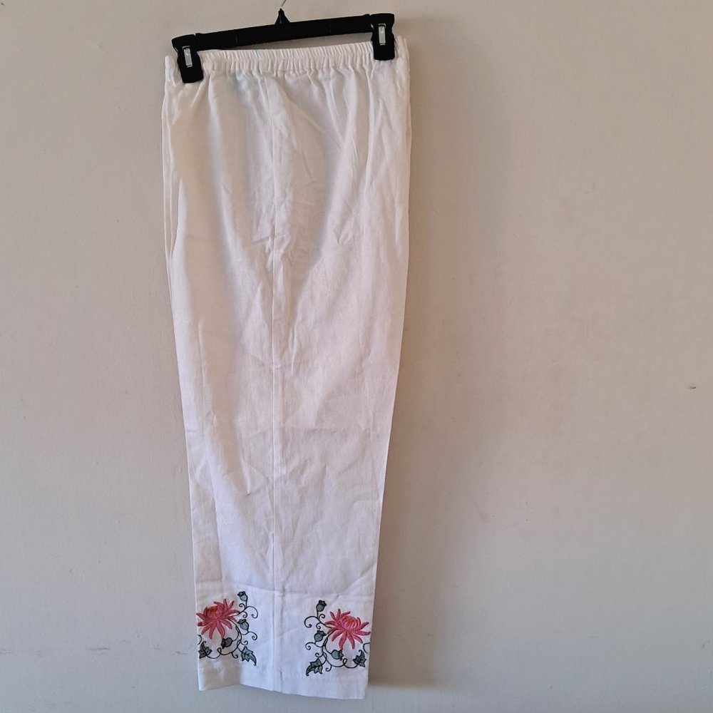 Chadwicks Ivory Linen Blend Cropped Capri Pant - Picture 7 of 7